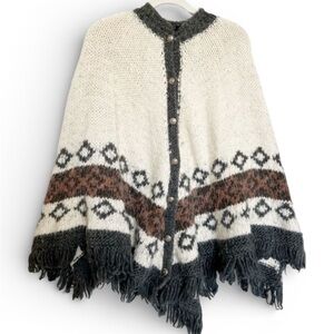 Vintage Western Style Wool Poncho Cape